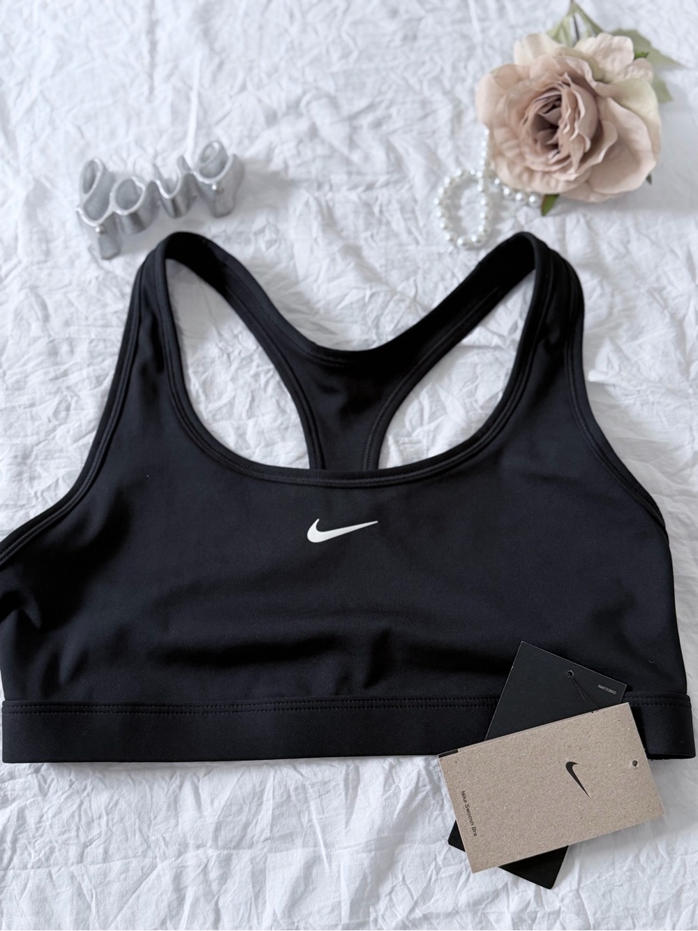 Nike Black Racerback Swoosh Sports Bra